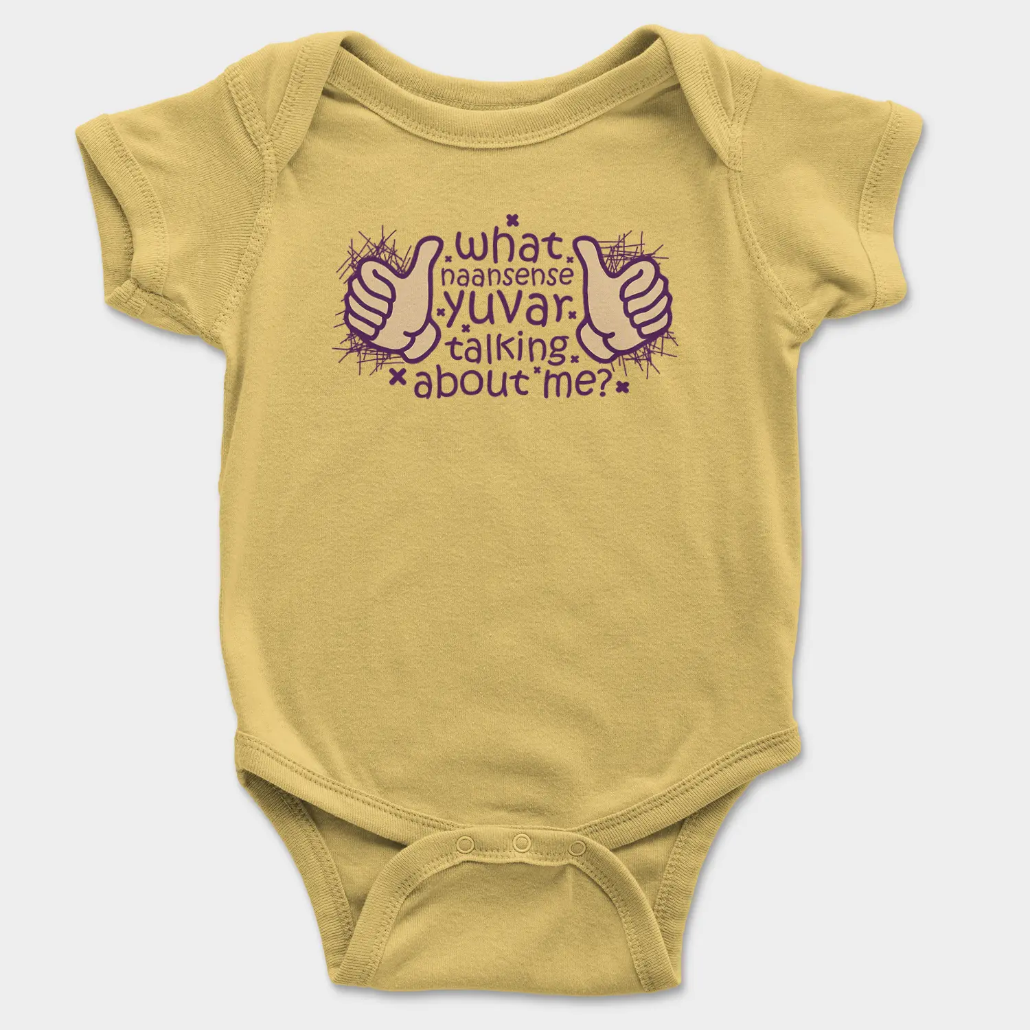 What Naansense Yuvar Talking Me Onesie/Romper in Yellow Color