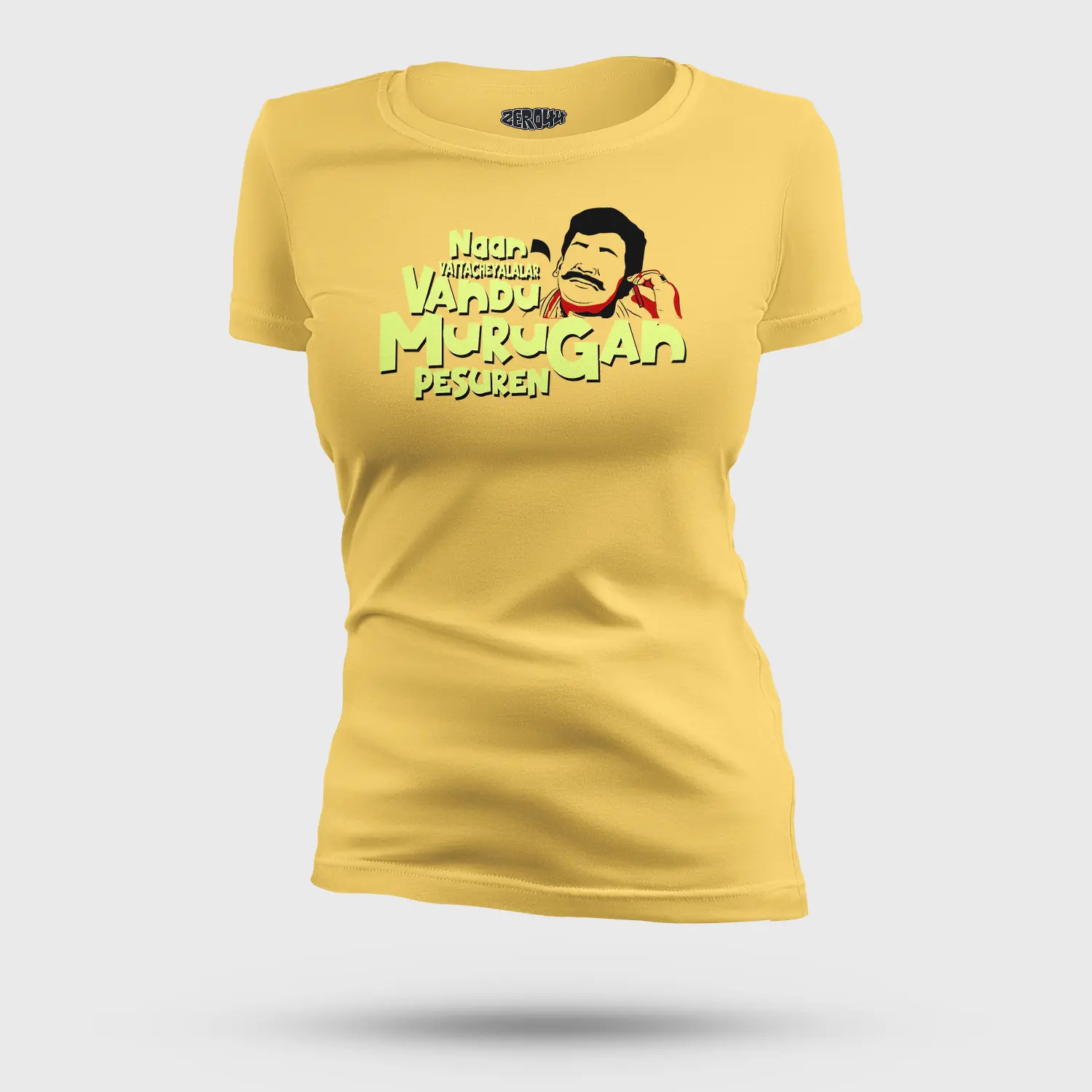 Naan Vattacheyalalar Vandu Murugan Pesuren Women's T-Shirt in Yellow Color