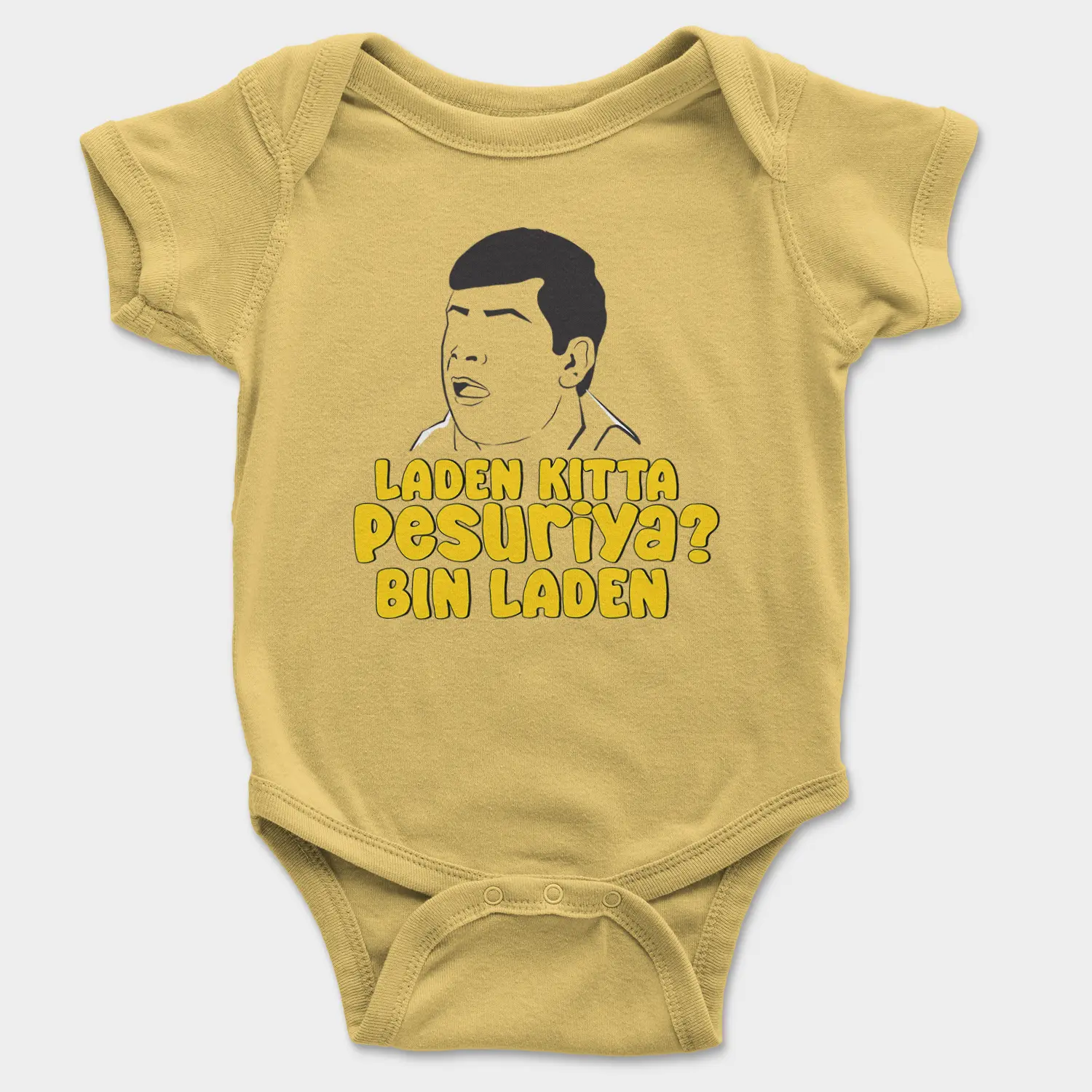 Laden Kitta Pesuriya, Bin Laden Onesie/Romper in Yellow Color