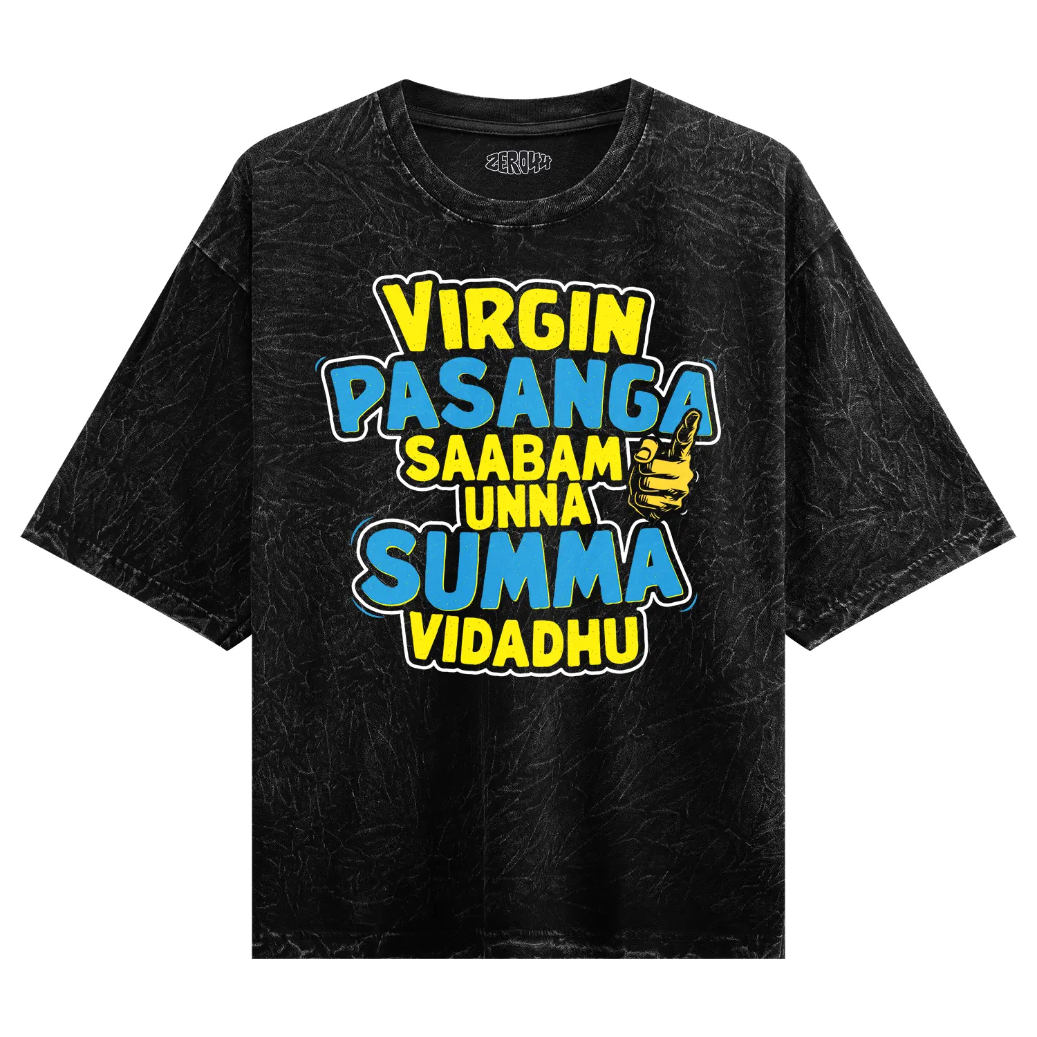 Virgin Pasanga Saabam Unna Summa Vidadhu Men/Unisex Acid Wash Oversized T-Shirt in Black Color