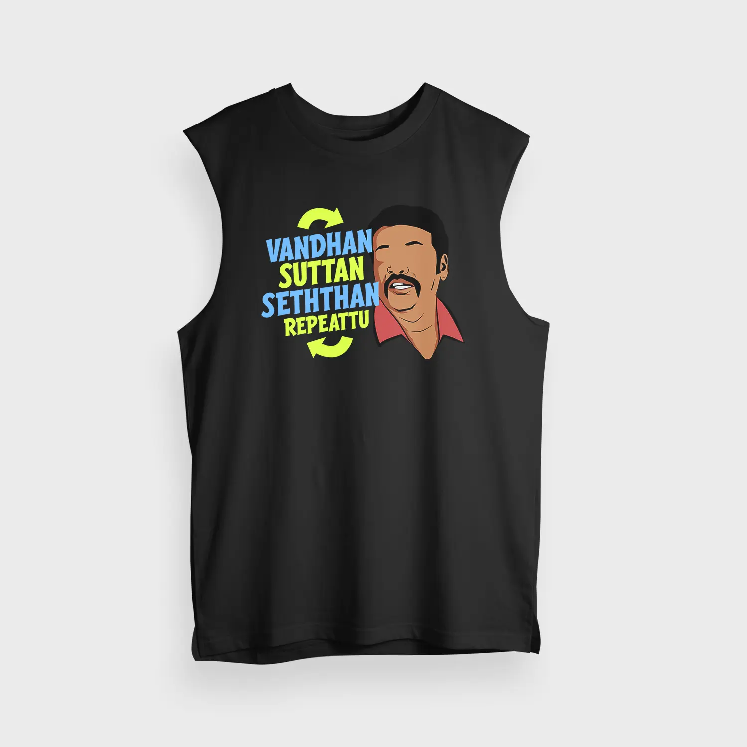 Vandan Suttan Seththan Repeattu Men/Unisex Tank Top in Black Color