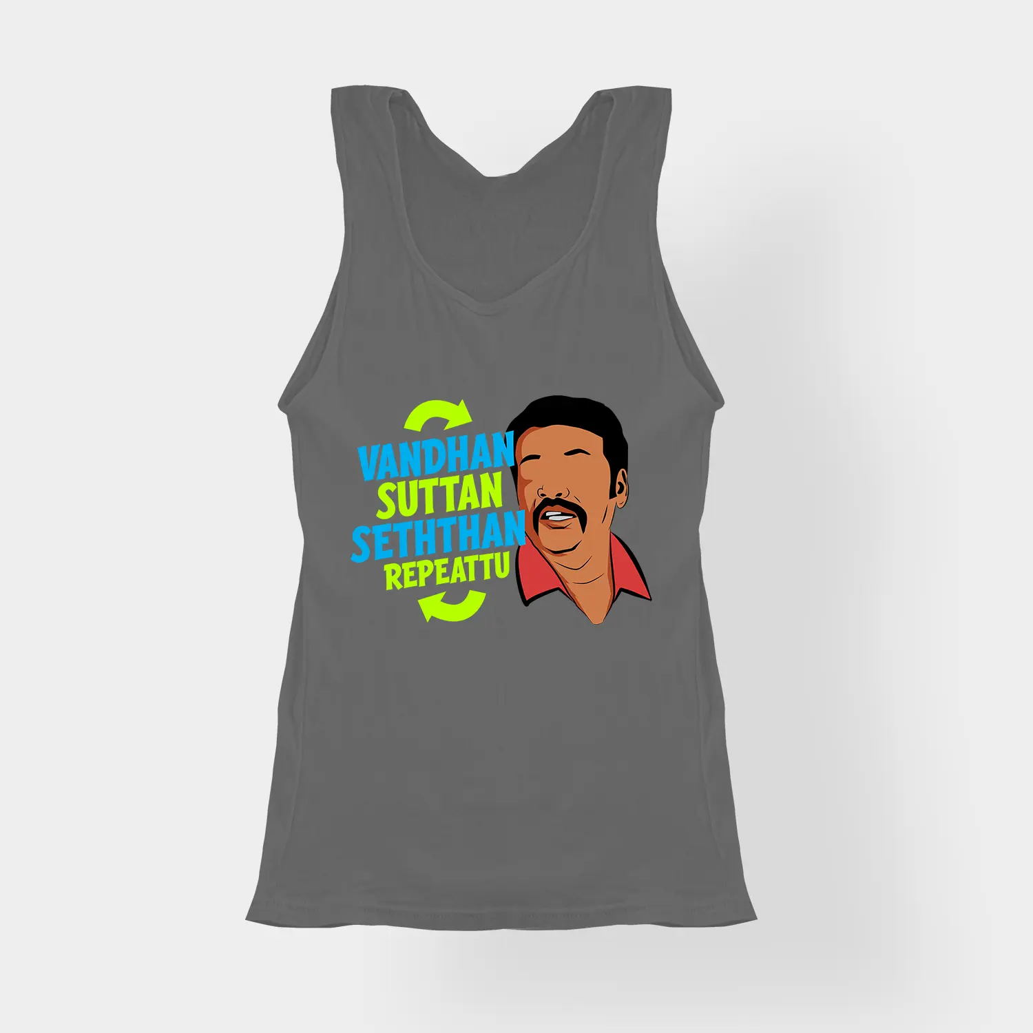 Vandan Suttan Seththan Repeattu Women's Tank Top in Charcoal Melange Color