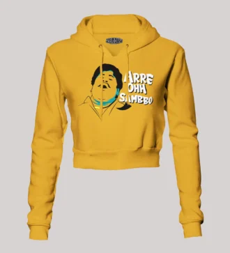 Arre Ohh Sambbo Women's Crop Hoodies in Mustard Yellow Color