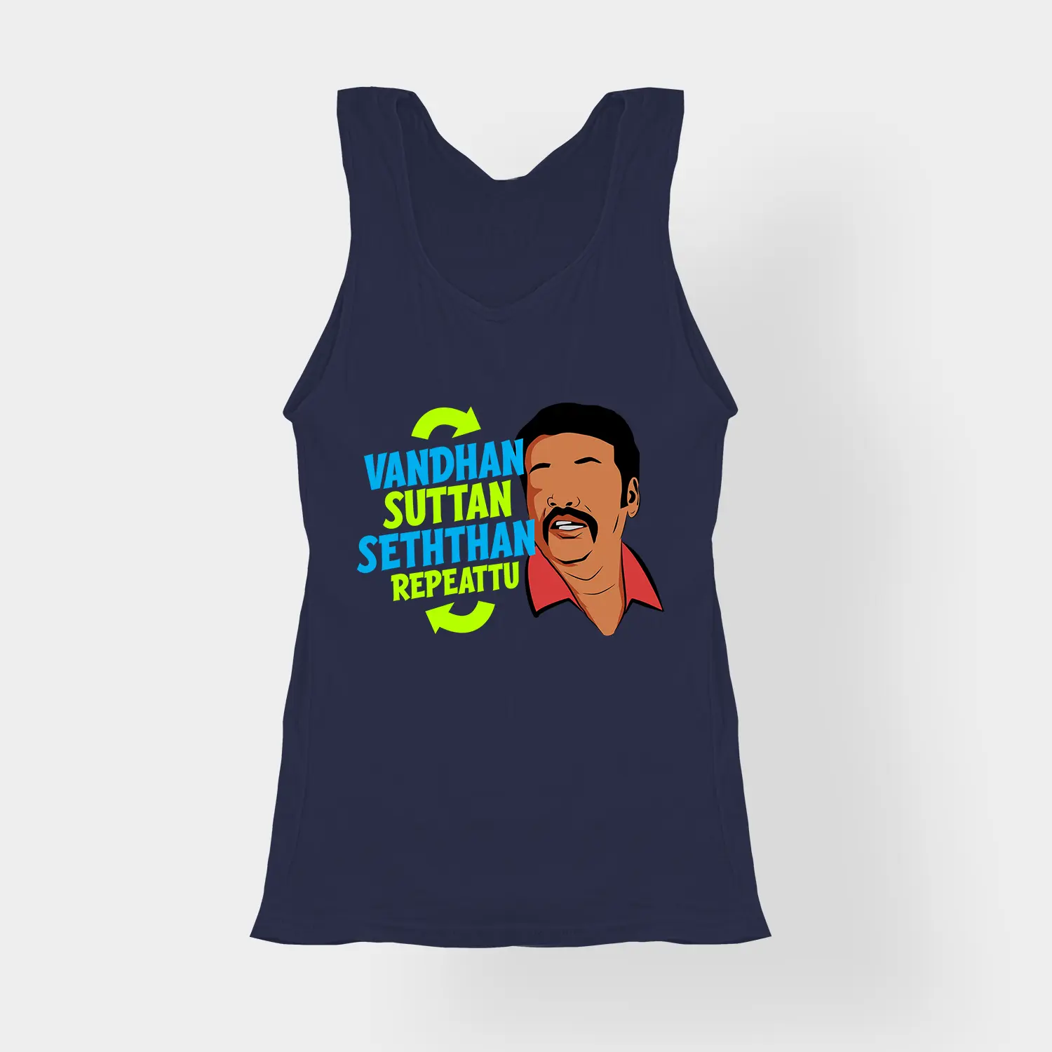 Vandan Suttan Seththan Repeattu Women's Tank Top in Navy Blue Color