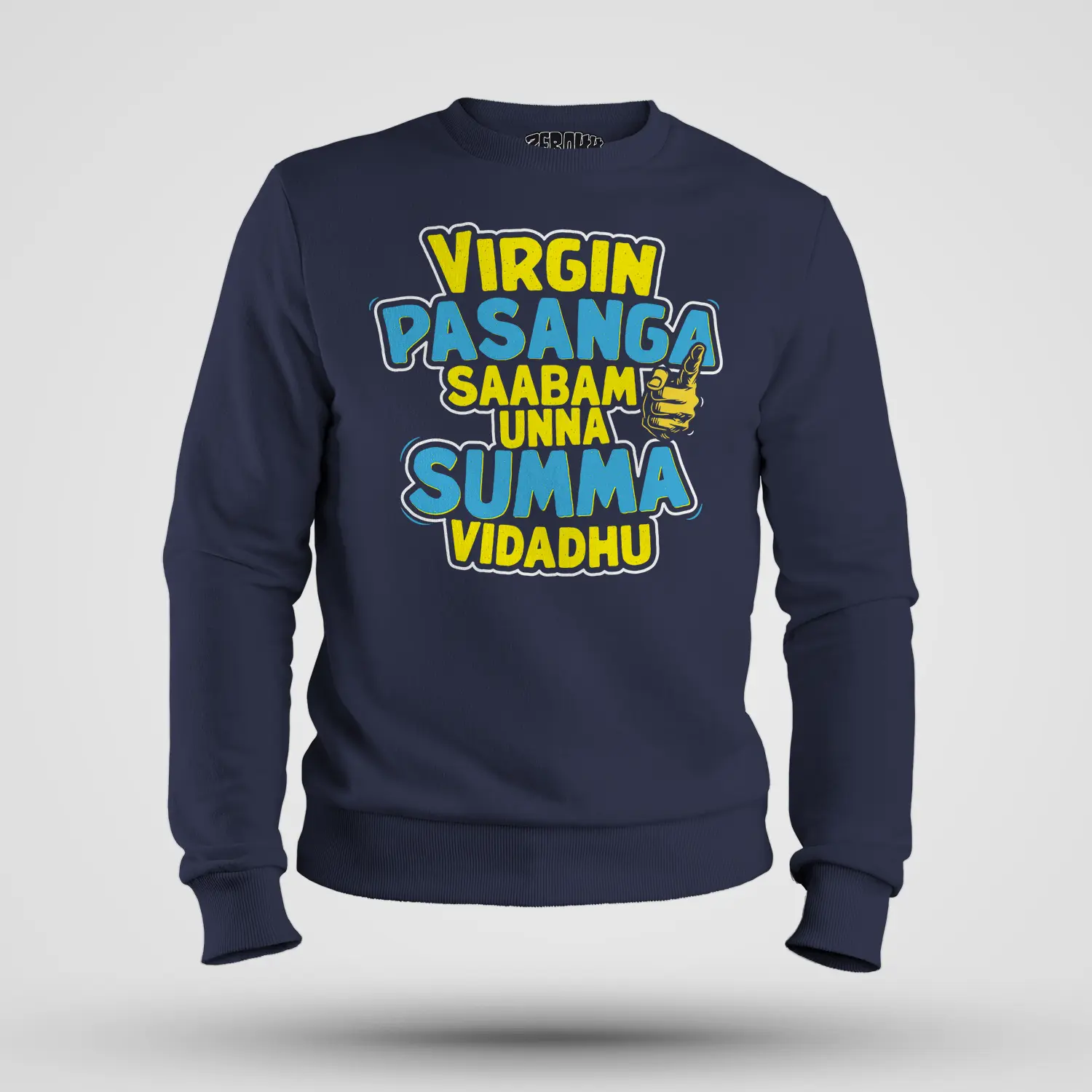 Virgin Pasanga Saabam Unna Summa Vidadhu Men/Unisex Sweatshirt in Navy Blue Color