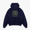 Straight Outta Paatu Class Men/Unisex Acid Wash Hoodie in Navy Blue Color