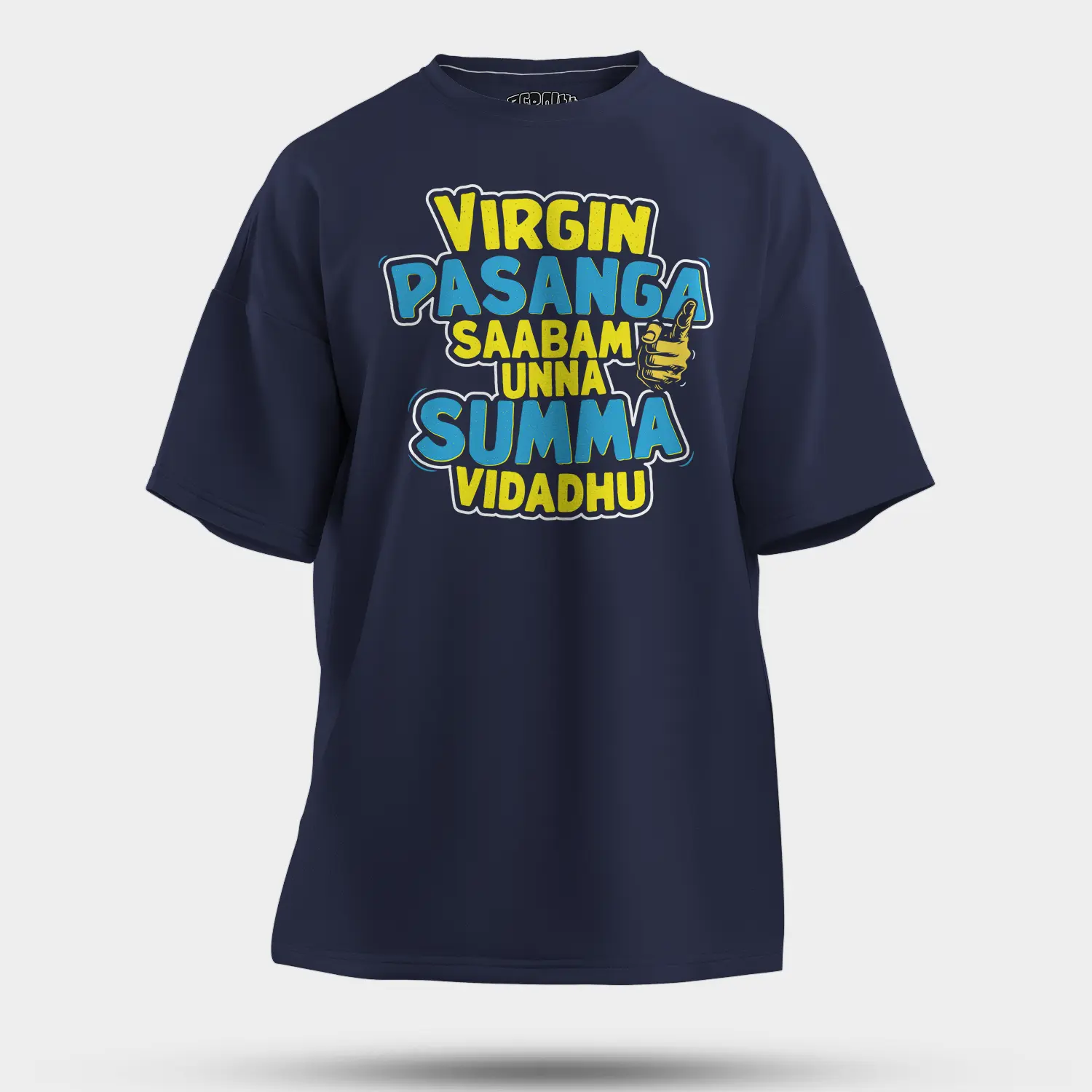 Virgin Pasanga Saabam Unna Summa Vidadhu Men/Unisex Oversized T-Shirt in Navy Blue Color
