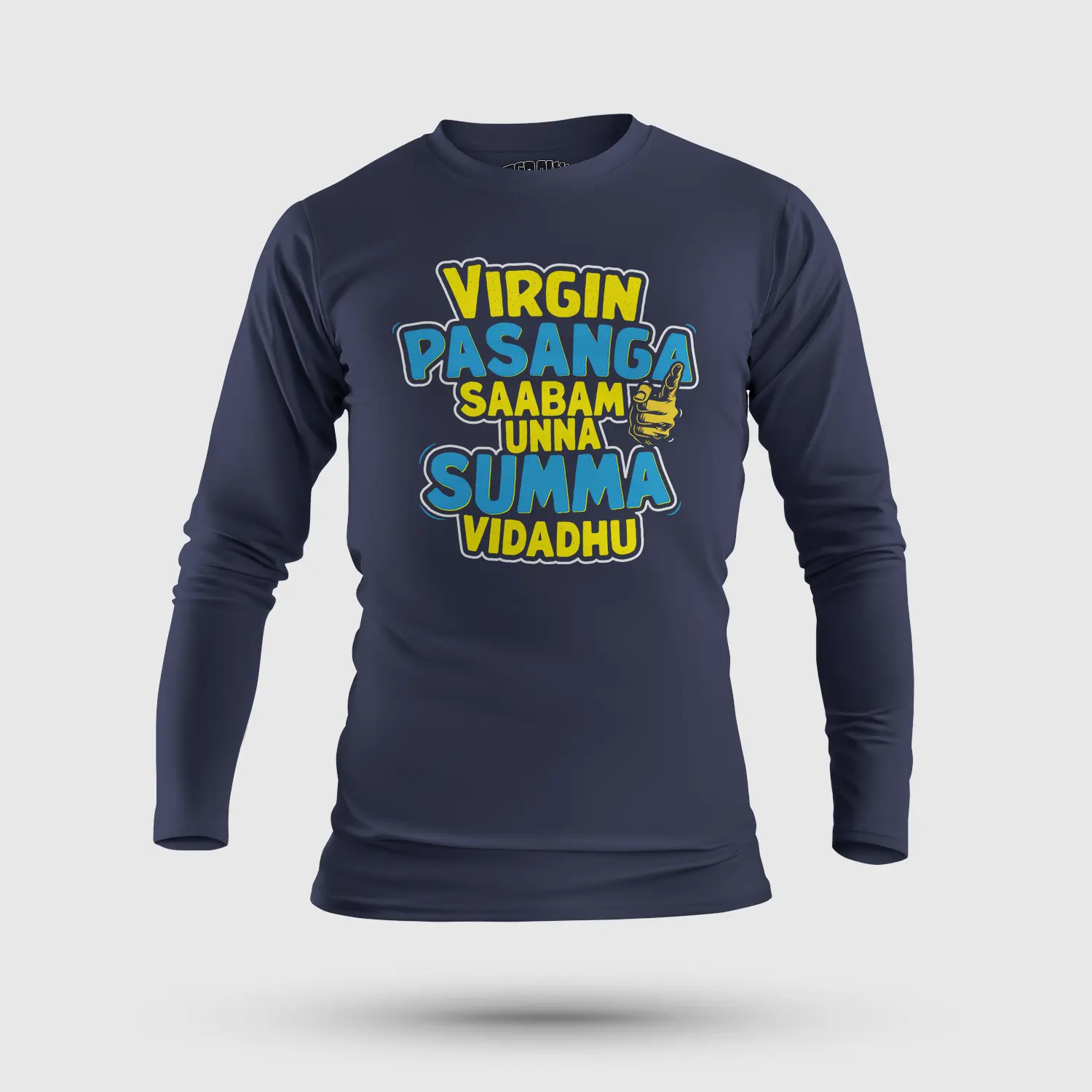 Virgin Pasanga Saabam Unna Summa Vidadhu Men/Unisex Long Sleeve T-Shirt in Navy Blue Color