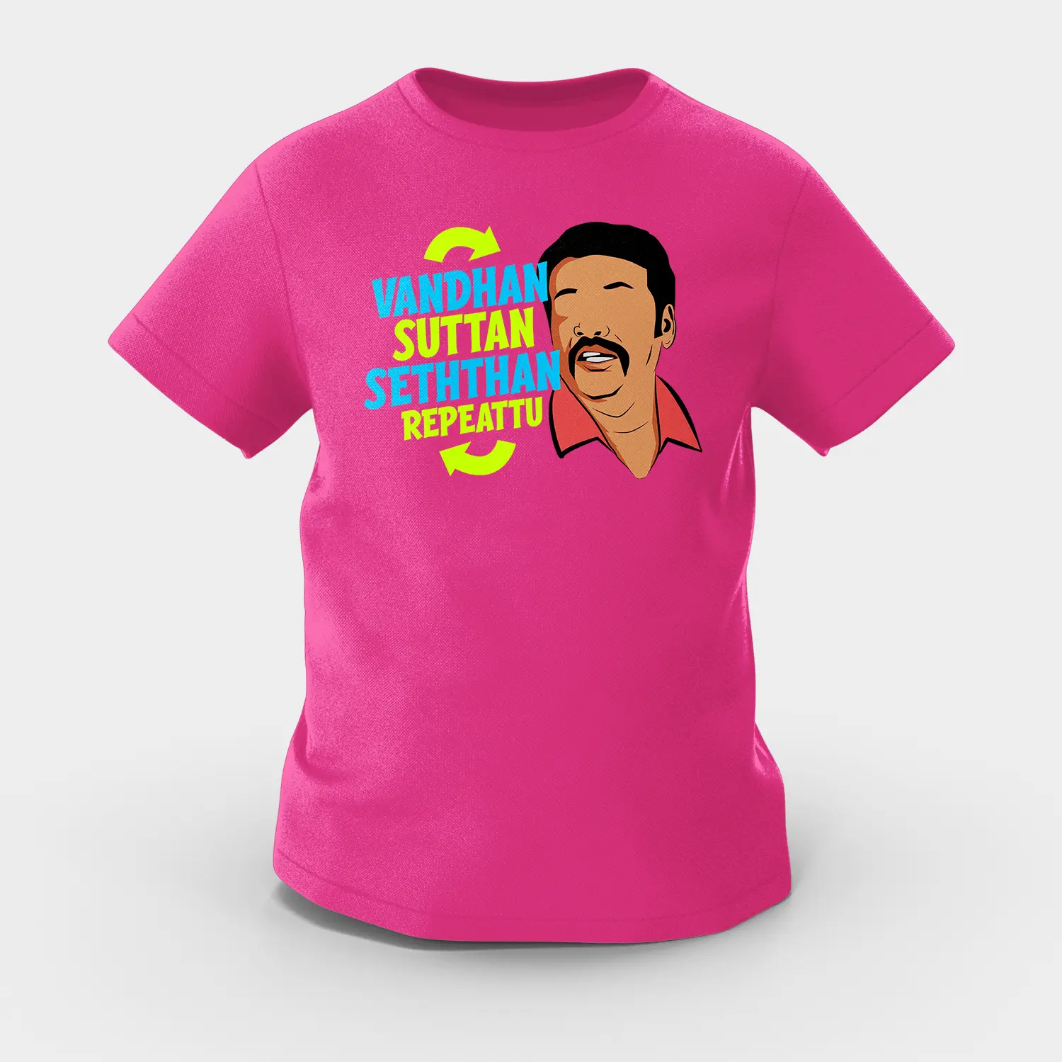 Vandan Suttan Seththan Repeattu Girls Round Neck T-Shirt in Pink Color
