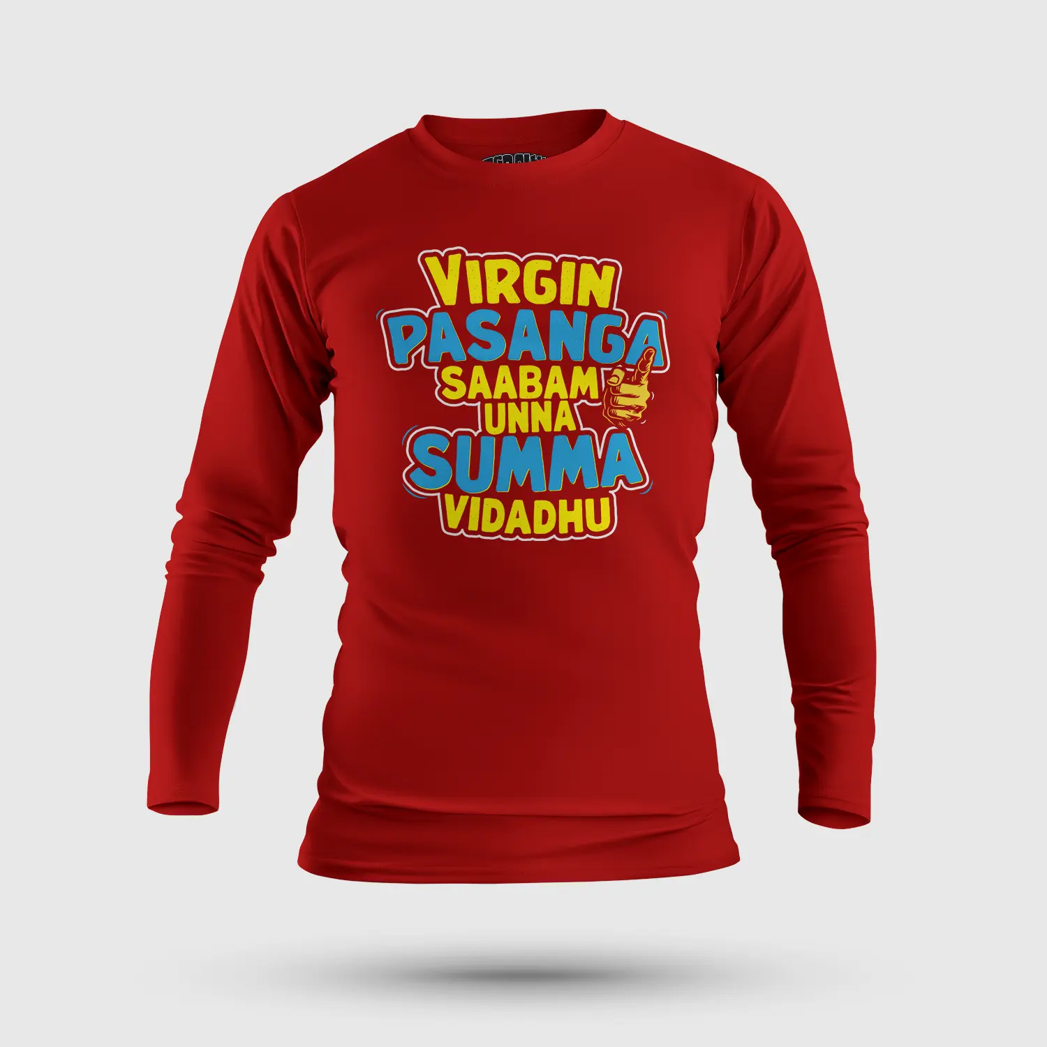 Virgin Pasanga Saabam Unna Summa Vidadhu Men/Unisex Long Sleeve T-Shirt in Red Color