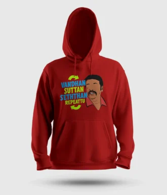 Vandan Suttan Seththan Repeattu Men/Unisex Hoodie in Red Color