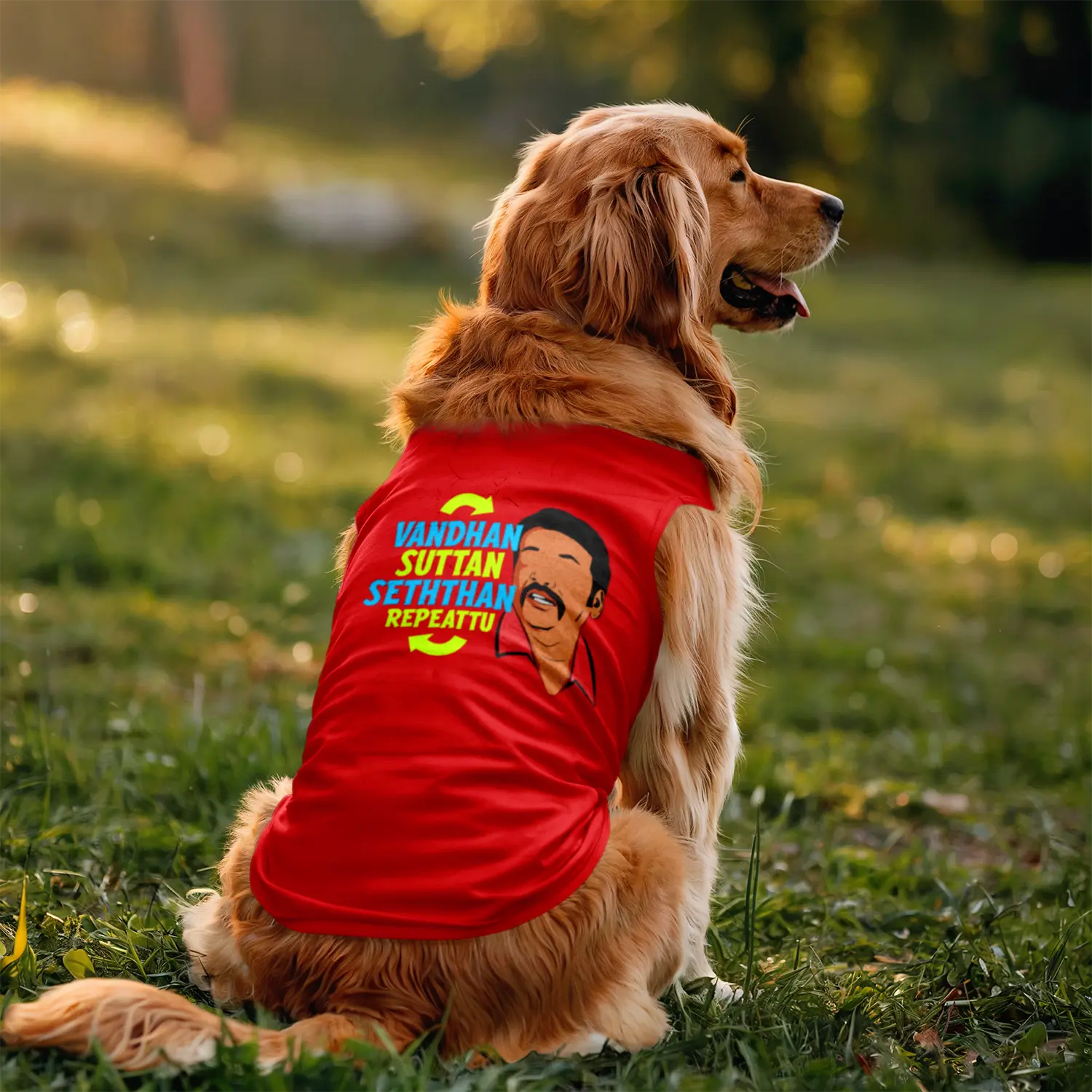 Vandan Suttan Seththan Repeattu Dog Tank in Red Color