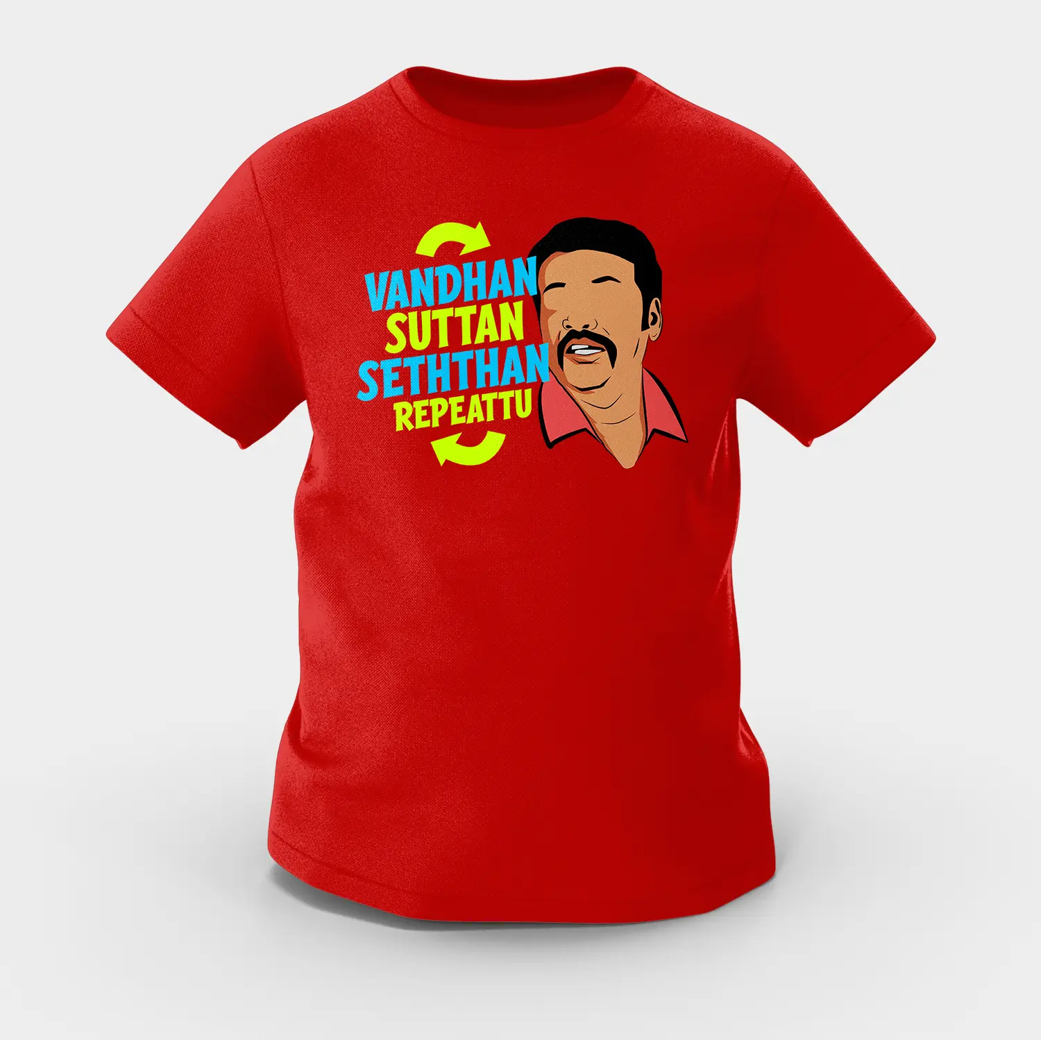Vandan Suttan Seththan Repeattu Girls Round Neck T-Shirt in Red Color
