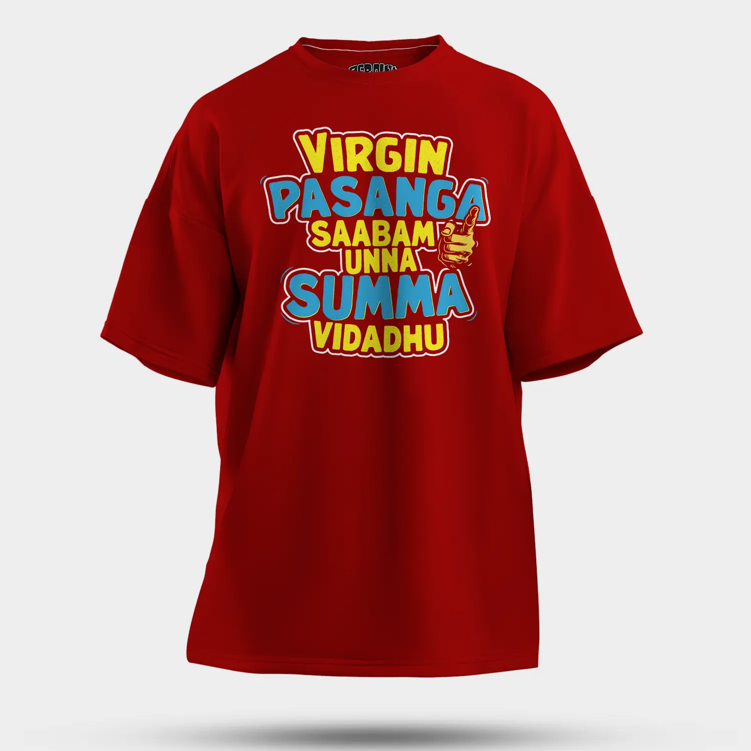 Virgin Pasanga Saabam Unna Summa Vidadhu Men/Unisex Oversized T-Shirt in Red Color