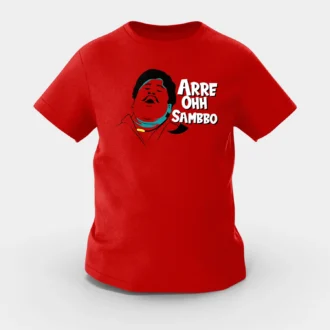 Arre Ohh Sambbo Girls Round Neck T-Shirt in Red Color