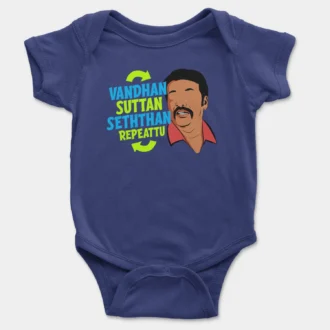 Vandan Suttan Seththan Repeattu Onesie/Romper in Royal Blue Color