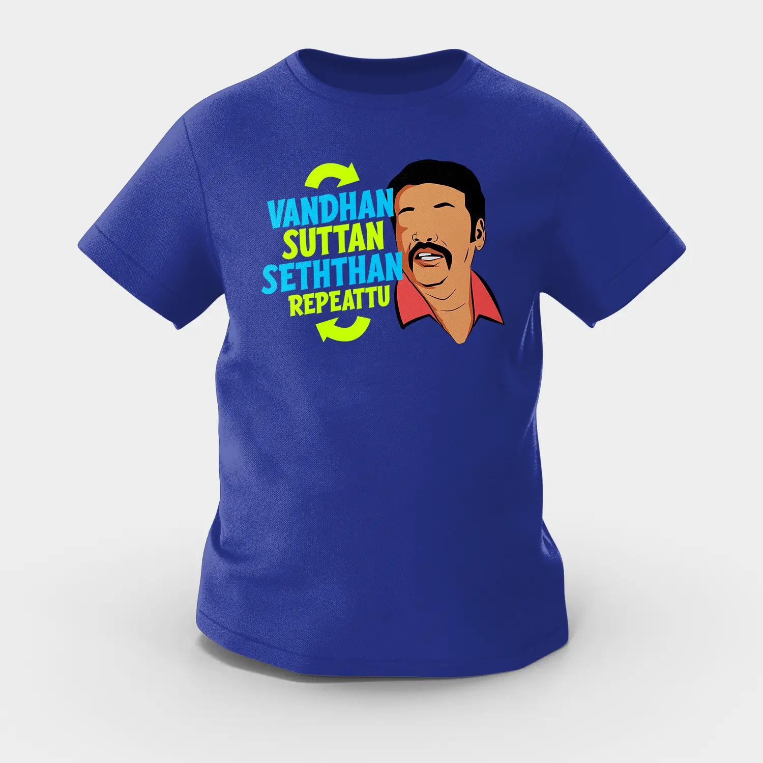 Vandan Suttan Seththan Repeattu Girls Round Neck T-Shirt in Royal Blue Color